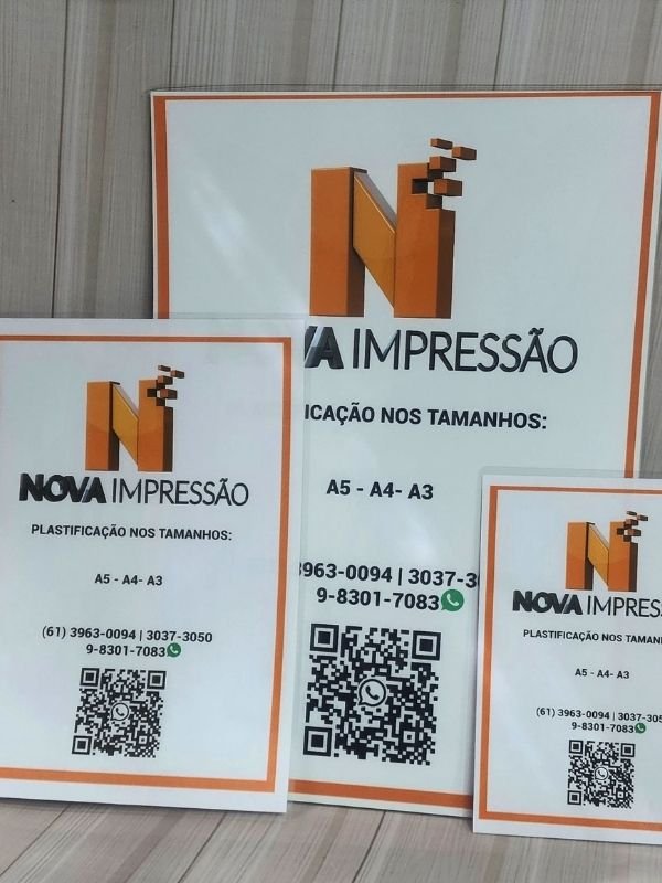 Plastificação com Polaseal nos tamanhos A5, A4 e A3 – Nova Impressão Brasília
