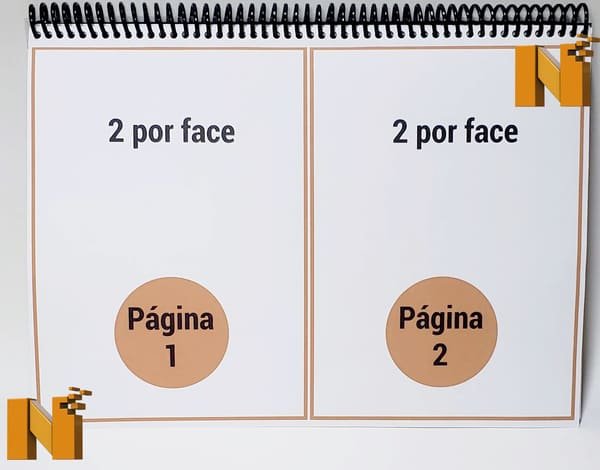 Apostila com duas páginas por face e borda maior