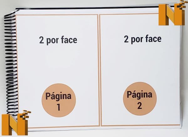 Apostila com duas páginas por face e borda menor